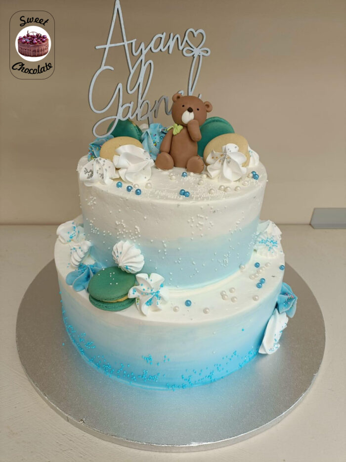 Tort Baietei Ursulet si Macarons